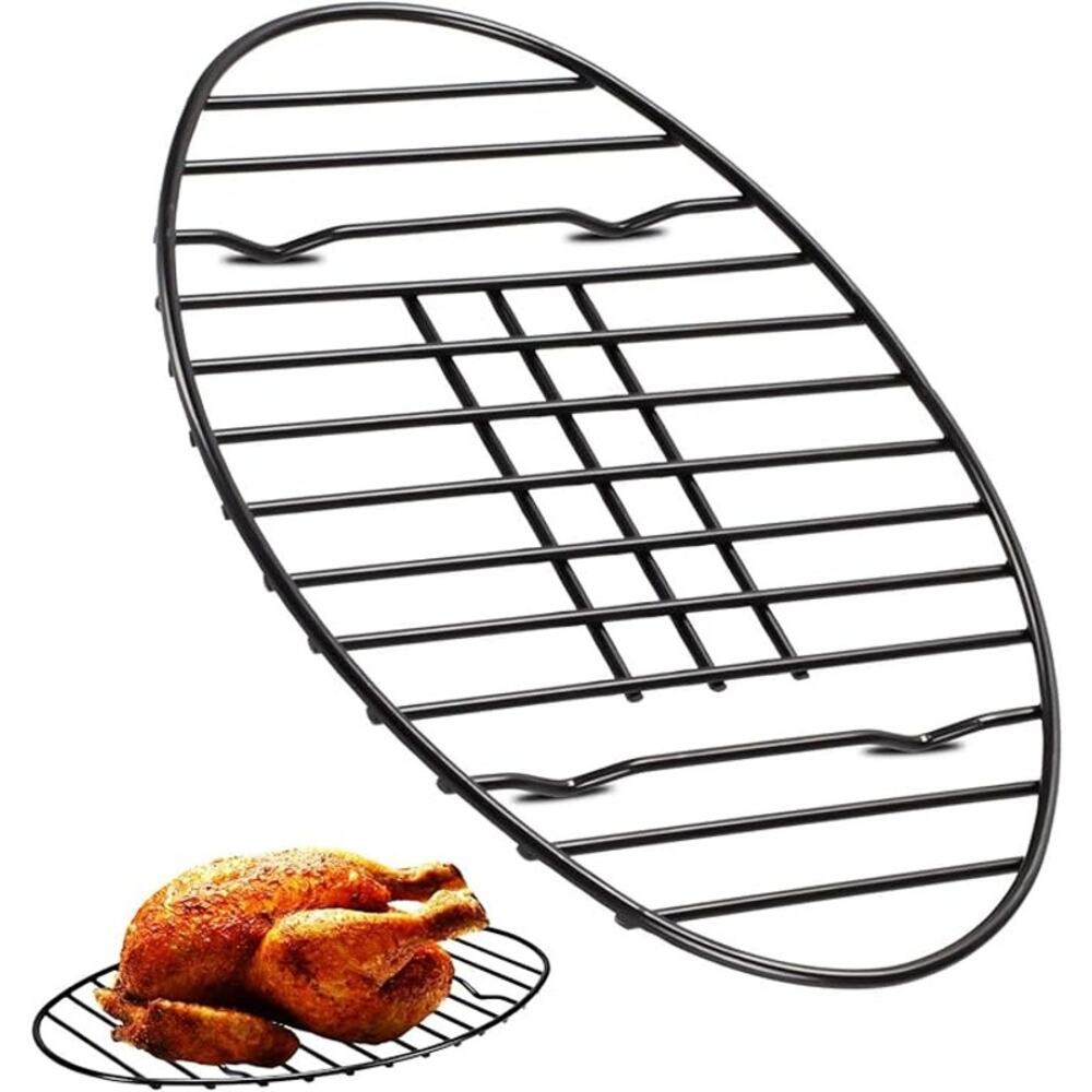 Oval Roasting Rack with Integrated Feet, Baking Rack, Roasting- Black - Picture 2 of 5